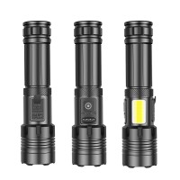 Rechargeable Zoomable 5000 Lumens LED XHP70 COB Flashlight with 26650 Battery Waterproof XHP70 Torch Light with side COB